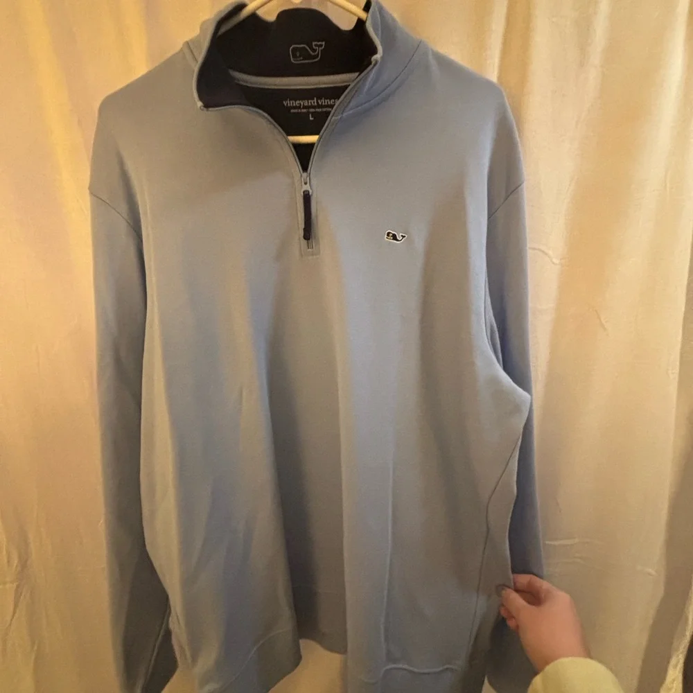 Vineyard Vines Men's Light Blue Zip-Up Sweater - Picture 1 of 3